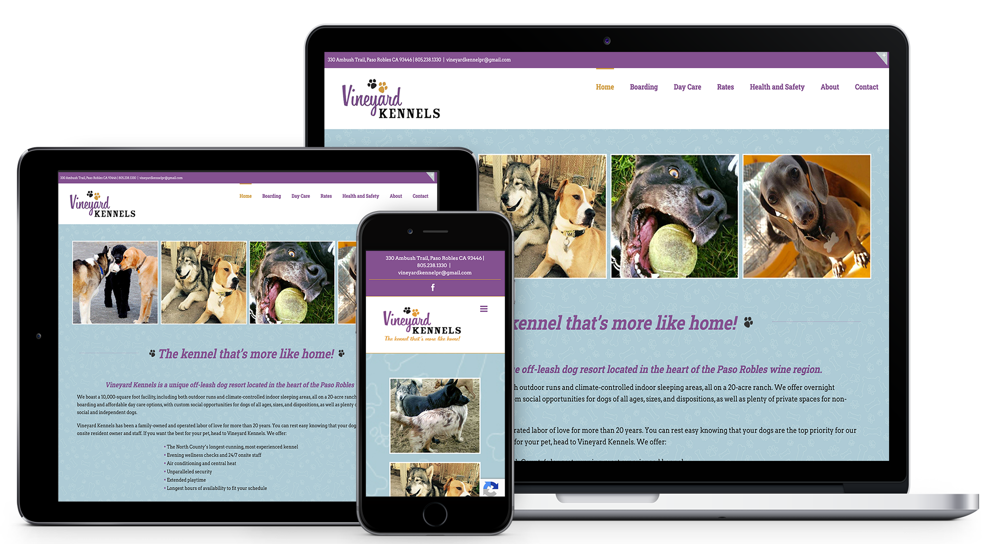 Vineyard Kennels responsive website